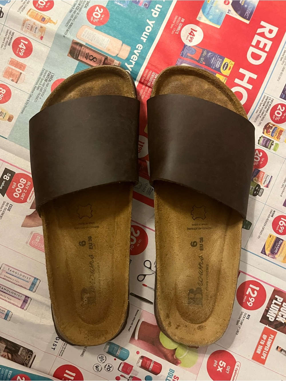 Brown’s Leather Slide Sandals